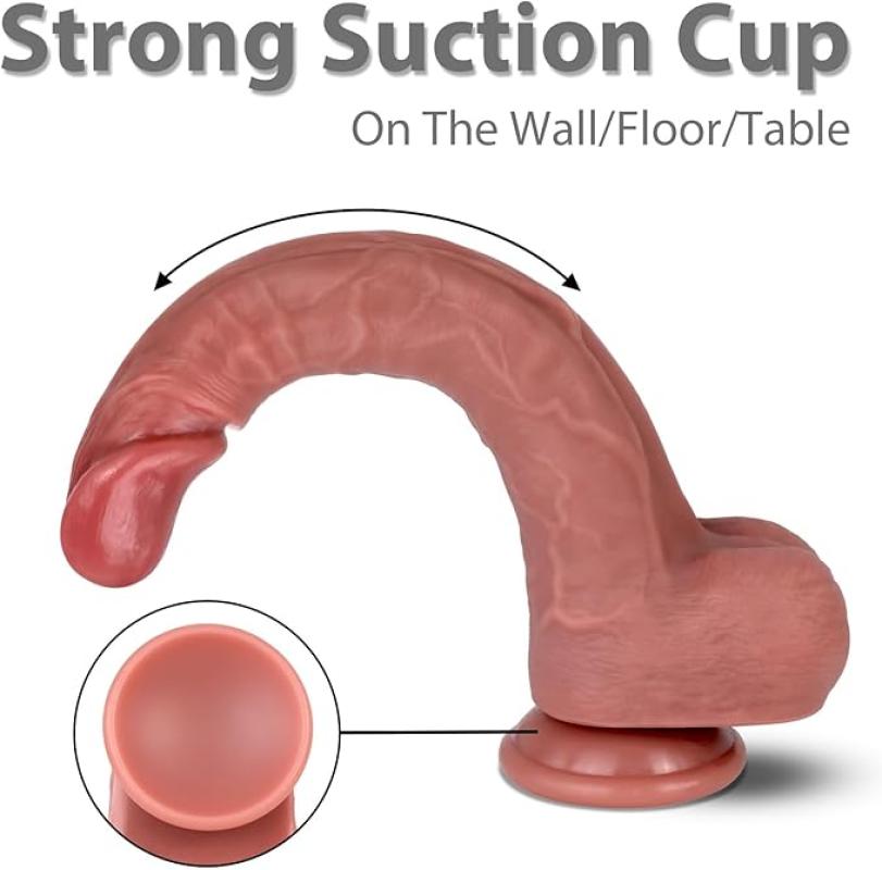 9 Inch Ultra-Realistic Silicone Dildo - Lifelike Veins & Thick Girth w/ Suction Cup Base
